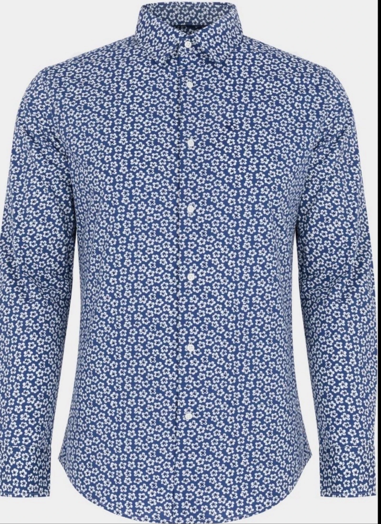 Camisa Azul Sacoor com Padrão Floral Excelente Estado